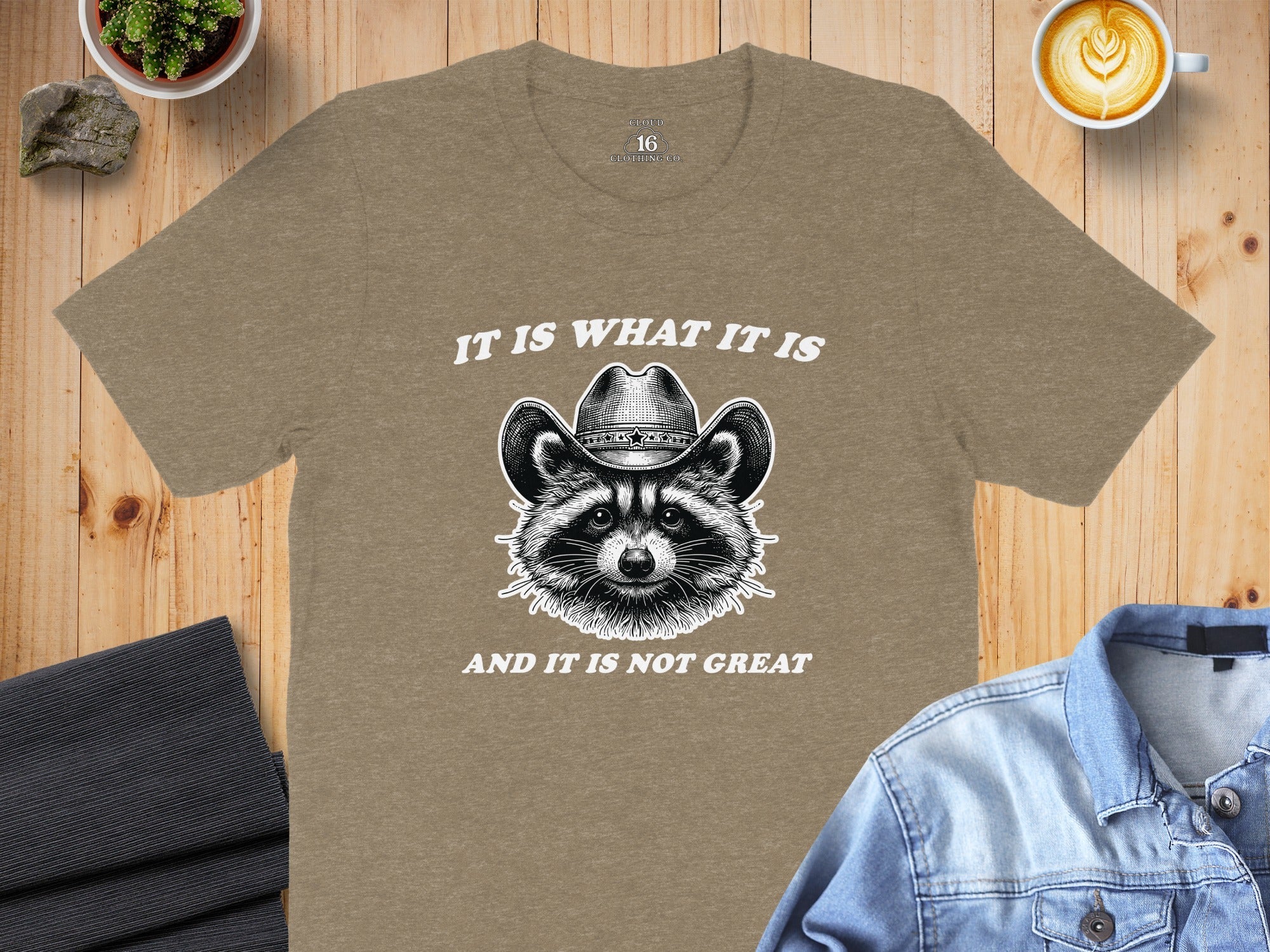Bandit Cowboy Raccoon Graphic Animal Fashion Western T-Shirt