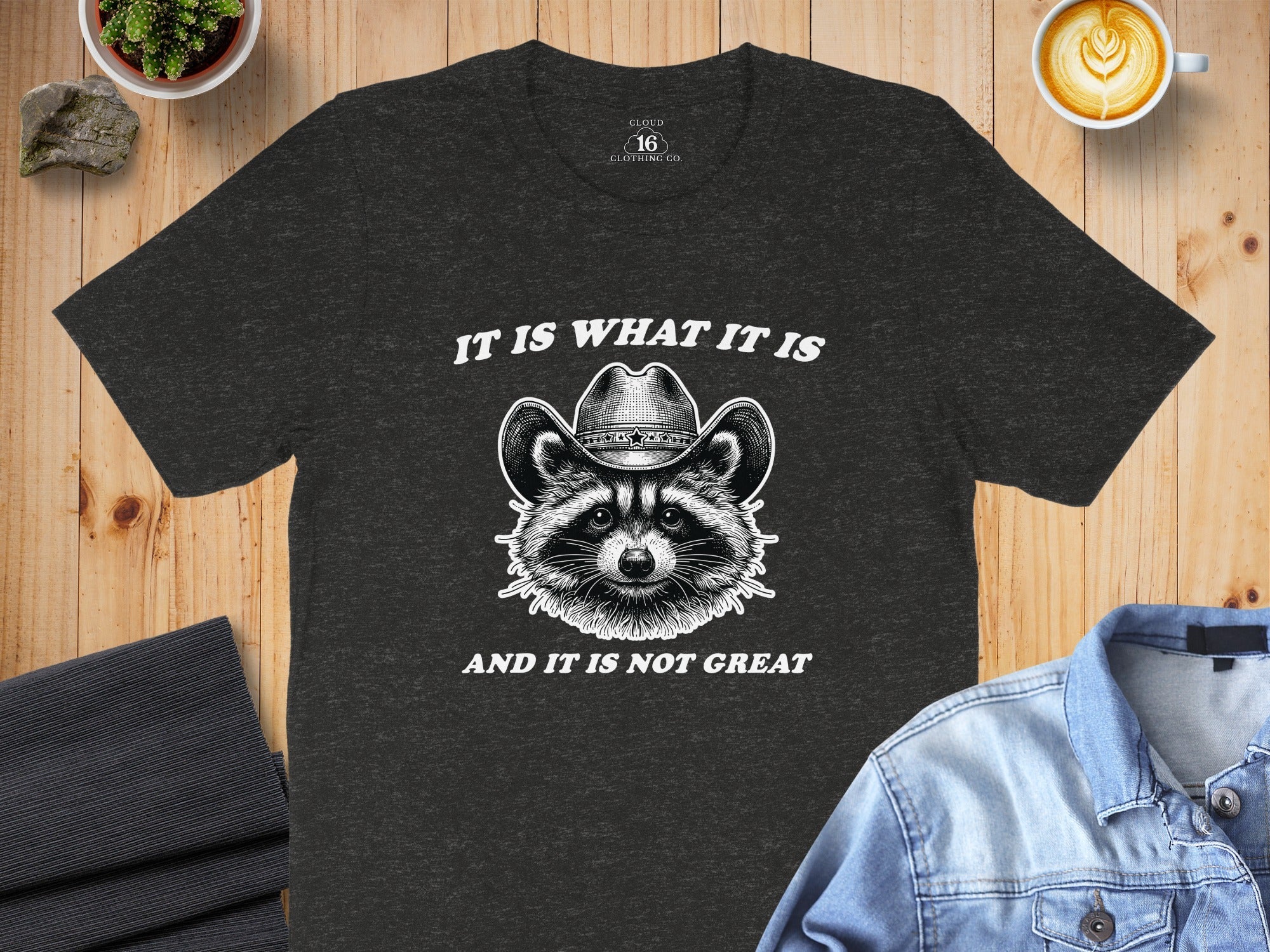 Bandit Cowboy Raccoon Graphic Animal Fashion Western T-Shirt
