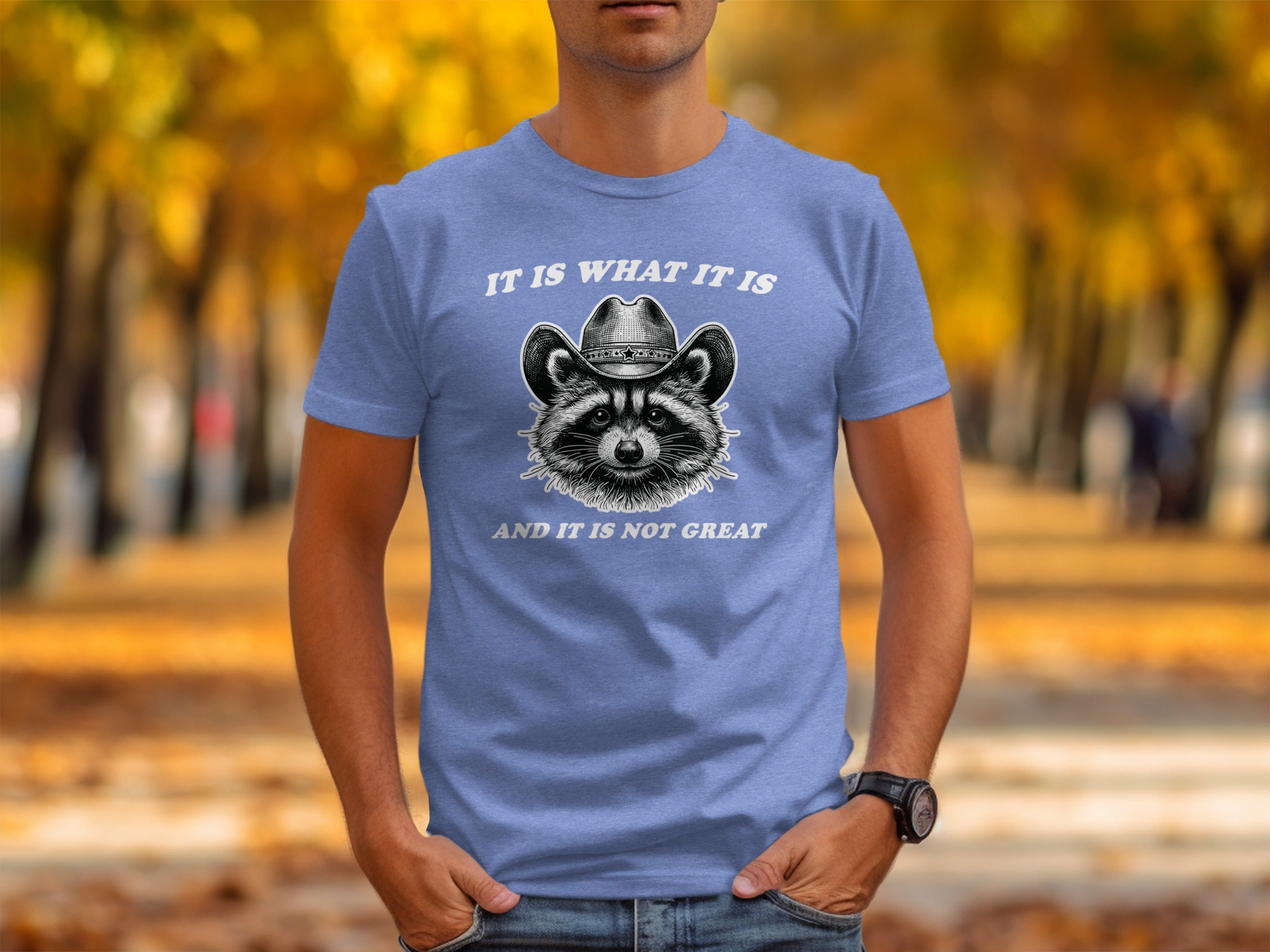 Bandit Cowboy Raccoon Graphic Animal Fashion Western T-Shirt
