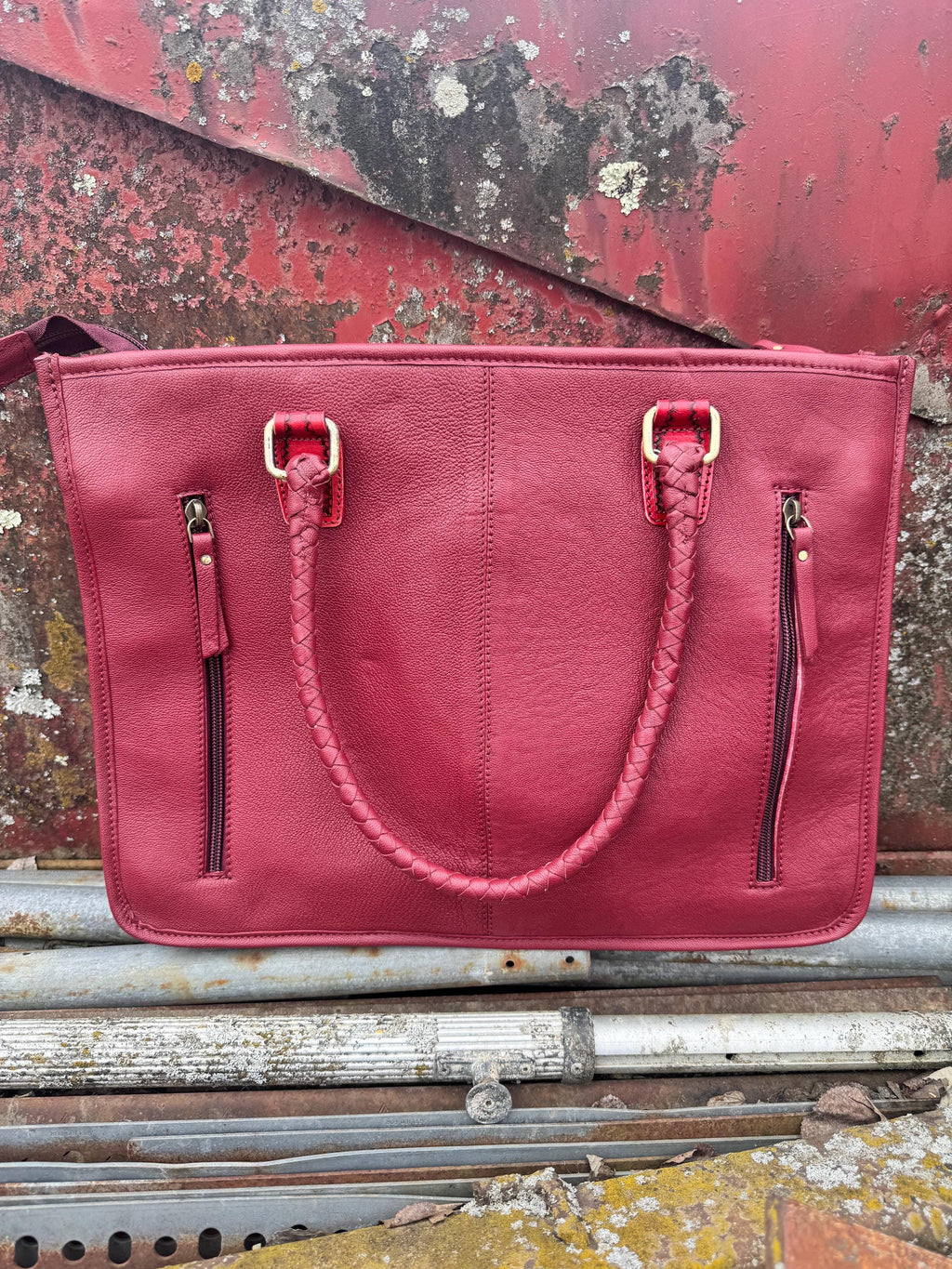 Deep Cherry Red Speedy Western Genuine Leather Barrel Bag Purse or Briefcase