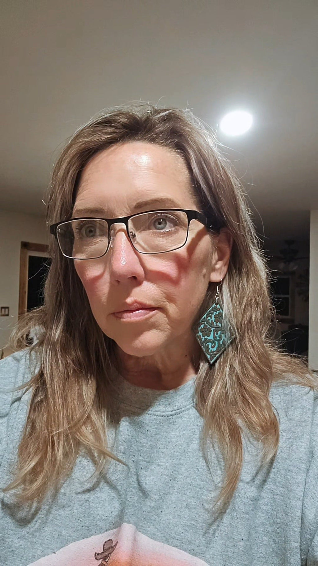 3D Print Western Tooled Bronze-Copper Turquoise  Earrings Made in America